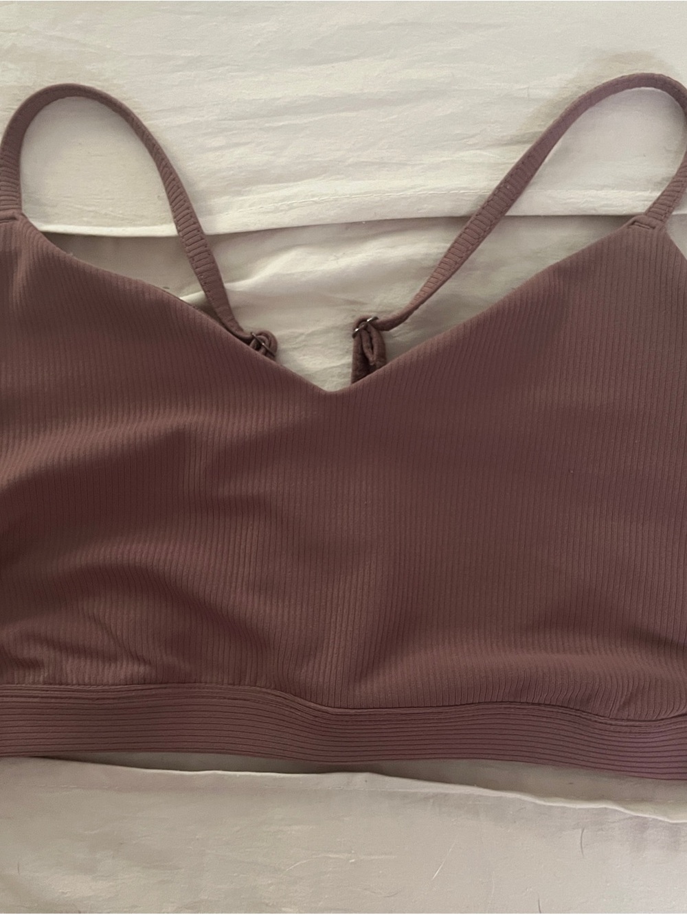 all in motion Ribbed V-Neck Bralette in Mauve